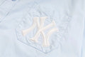 NY Yankees Embroidered NY Oxford Button-Down Shirt - Light Blue